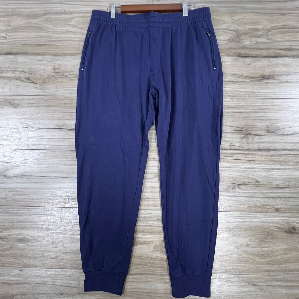 Cremieux Classics Mens XL Navy Blue Cotton Jogger Pants Zipper Pockets